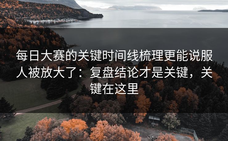 每日大赛的关键时间线梳理更能说服人被放大了：复盘结论才是关键，关键在这里