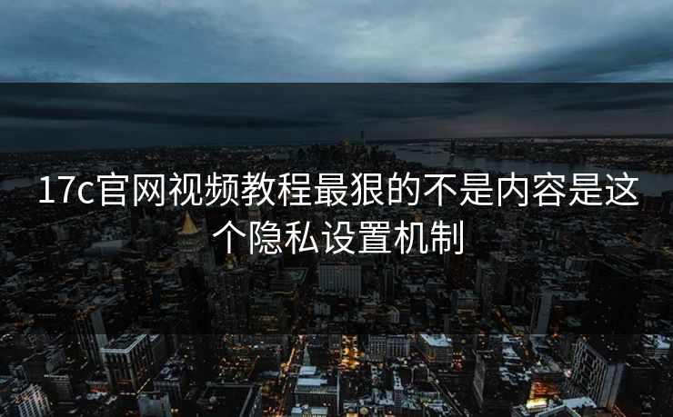 17c官网视频教程最狠的不是内容是这个隐私设置机制