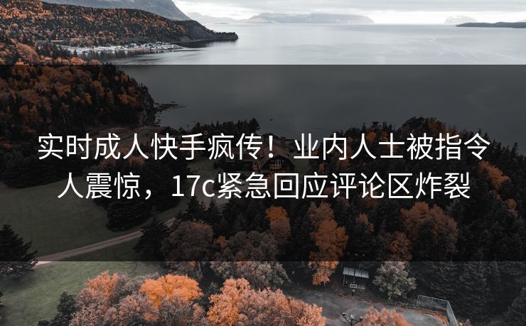 实时成人快手疯传！业内人士被指令人震惊，17c紧急回应评论区炸裂