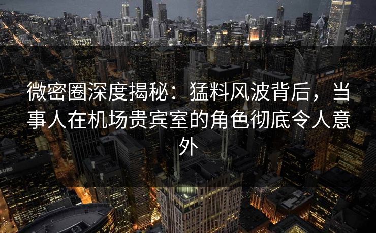 微密圈深度揭秘：猛料风波背后，当事人在机场贵宾室的角色彻底令人意外