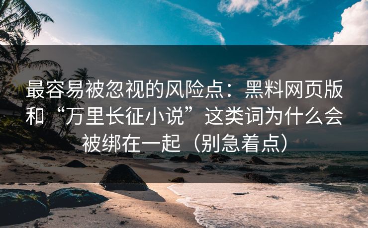 最容易被忽视的风险点：黑料网页版和“万里长征小说”这类词为什么会被绑在一起（别急着点）